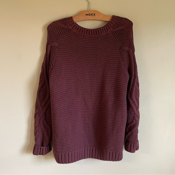 Noisy May Cable Knit Sweater Burgundy Size Large - Picture 2 of 8